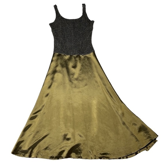 JS COLLECTIONS Metallic Gold Sleeveless Maxi Dress Evening Gown Size 12 - Picture 7 of 16